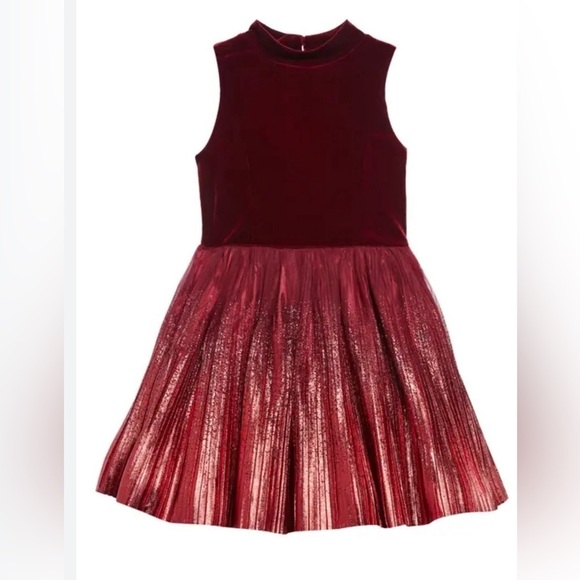 Girls Zunie maroon velvet/ tulle overlay party dress size 10